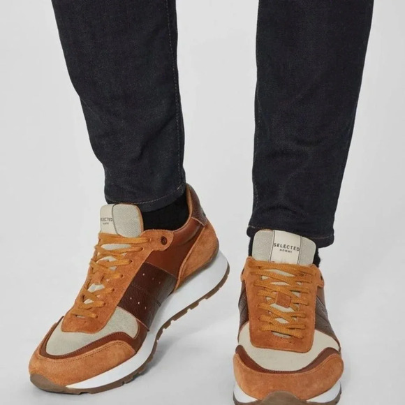 NWT Vintage Selected Homme Frank Leather and Suede Men’s Sneakers Size 9 US - Picture 2 of 5
